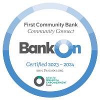 First Community Bank BankOn Certification.